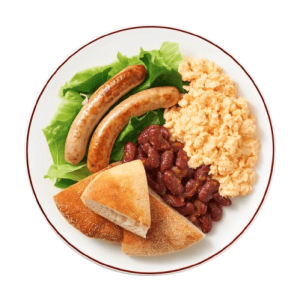 Անգլիական նախաճաշի հավաքածու՝ ձվերով և երշիկեղենով