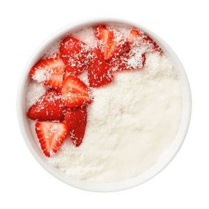 Առանց լակտոզայի կաթնաշոռի մուս՝ ելակով և կոկոսի փաթիլներով